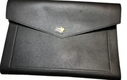Glass Ladder & Co Portfolio Clutch Womens Black Vegan Leather Formal Elegant - $45.28
