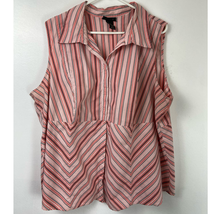 Lane Bryant Sleeveless Blouse Womens 26 28 Collared Button Front Striped Stretch - £10.07 GBP