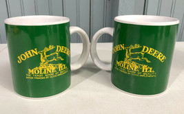 John Deere Tractor Gibson Moline Illinois 11oz Coffee Mugs Pair  - $17.34