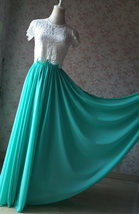 Blue Green Maxi Chiffon Skirt Outfit Women Custom Plus Size Chiffon Maxi Skirt image 8