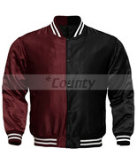 Letterman Baseball College Varsity Bomber Jacket Sports Wear Maroon Blac... - £46.39 GBP
