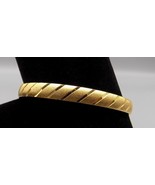 Monet Signed Bangle Bracelet Brushed &amp; Etched Gold-Tone New Condition - $9.65