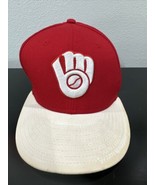 Milwaukee Brewers New Era 59Fifty Fitted Hat Size 7-1/8 Red &amp; White - $24.07 CAD