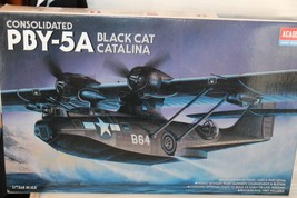 1/72 Scale Academy PBY-5A Black Cat Catalina Airplane Model Kit 2137 BN Open Box - £81.37 GBP