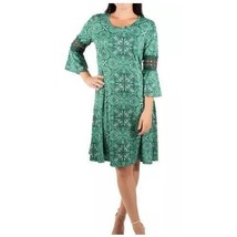 NY Collection Womens Petites PM Green Bell Sleeves Dress NWT CP57 - £25.42 GBP