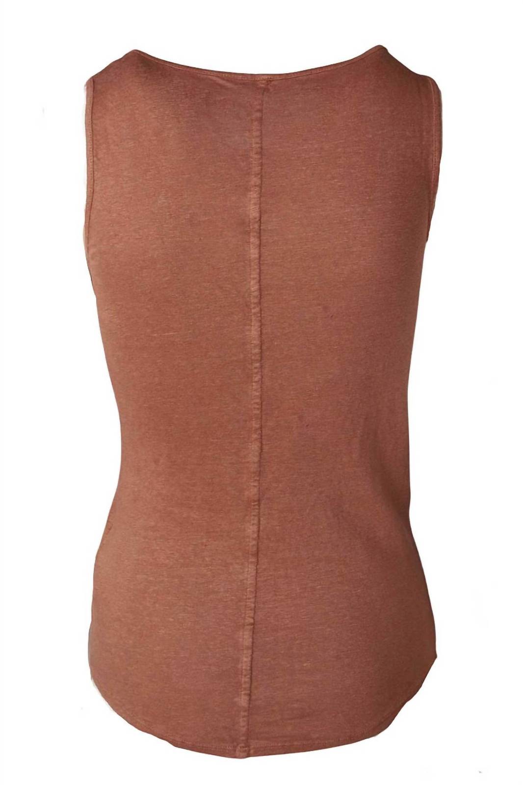 Majestic Filatures women's stretch linen crewneck tank top in Moccha
