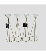 Candle Holder Lot - Set of 4 Bebe 12” Gold Wireframe with Crystal Tops - $38.61