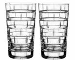 Rogaska Crystal Quoin Highball Glasses Pair Hand Cut Grid Design Gift NE... - $47.50
