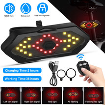 Usb Rechargeable Bicycle Bike Tail Light With Turn Signal 120Db Horn Waterproof - £20.39 GBP