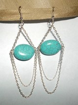 Natural Turquoise Chandelier With Silver Chains Earrings - €13,02 EUR