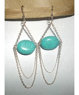 Natural Turquoise Chandelier With Silver Chains Earrings - €13,02 EUR