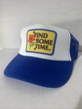 Vintage Find Some Time Trucker Hat snapback Adjustable New Hat Royal Old... - $9.49