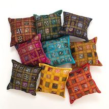 INDACORIFY Sets of Assorted Patchwork Cushion Cover, Indian Handmade Beaded Patc - £20.09 GBP+