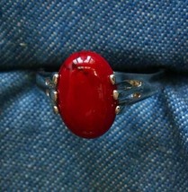 Elegant Red Howlite Silver-tone Ring size 10 - £10.32 GBP