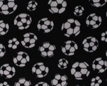 Fleece Soccer Balls Soccerballs Allover on Black Fleece Fabric Print BTY... - $9.97