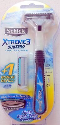 Schick Xtreme3 SubZero Razor with 2 free Cartridges 1 free Razor Shower Hanger - $13.96