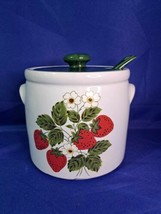 Vintage 1980 McCoy Pottery Strawberry Crock Pot 1424 With Lid &amp; Ladle CO... - £29.96 GBP