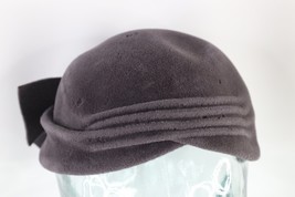 Vtg 50s Saks Fifth Avenue Distressed Felt Wool Ribbed Bowtie Juliet Hat Size 22 - £31.54 GBP