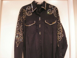KIPPY&#39;S Swarovski appr 1000 Crystals custom Black shirt sz S special ord... - $285.00