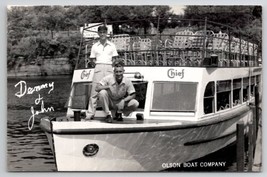 Wisconsin Dells Denny &amp; John on Chief Olson Boat Company Photo Postcard J26 - £13.50 GBP