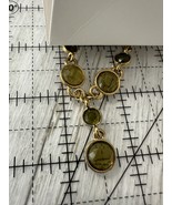 Liz &amp; Co Necklace &amp; Earrings Set Green Stones Gold Tone - $6.93