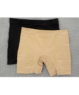 GLORIA VANDERBILT SEAMLESS SHAPING SLIP SHORT 2 PK WOMENS SZ S BLACK NUD... - $12.99