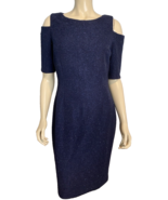Eliza J Blue Metallic Short Sleeve Cold Shoulder Pencil Dress Size 10 - €73,40 EUR