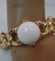 Unbranded Goldtone &amp; 4 White Station Elastic Plastic Bracelet Suited for 7&quot; Wris - £7.75 GBP