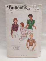 VTG 1970's Butterick Pattern 3197 Elastic Waist Blouse 4 Versions Size 14 UC FF - $9.85