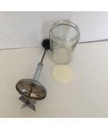 vintage retro nut  food chopper glass bottom stainless blades black handle  - $14.80