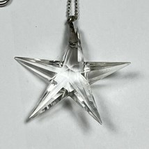 1920s Art Deco Clear STAR CRYSTAL Sterling Pendant Necklace Vintage 18&quot; - £41.77 GBP