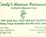 Candy&#39;s Mexican Restaurant Vintage Business Card Tuscan Arizona bc4 - $3.95