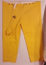Bright Yellow Large 47&quot; X 29&quot; Wet Rain Suit Pants Bottoms Missing One Suspender - £15.24 GBP