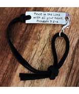 Inspirational Bracelet ~ Trust in the Lord with all...~ Adjustable ~ Bla... - $284.83 MXN