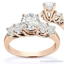 Forever ONE D-E-F Round Cut Moissanite 5-Stone Engagement Ring in 14k Rose Gold - £722.92 GBP+
