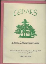 Cedars Lebanese Mediterranean Cuisine Menu Lenox Road Atlanta Georgia  - £13.93 GBP