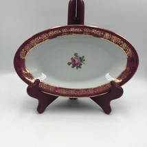 Vintage Fortuna Eisenberg Floral Pink Gold Rim Platter Dinnerware Collectible - £78.28 GBP