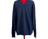 Paolo Mondo 100% 2-ply Cashmere Mens XL Sweater V-Neck Blue Long Sleeve EUC - £23.23 GBP