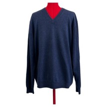 Paolo Mondo 100% 2-ply Cashmere Mens XL Sweater V-Neck Blue Long Sleeve EUC - $29.65