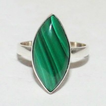 925 Sterling Silver Malachite Ring Handmade Jewelry Gemstone Ring Gift For Her - £29.67 GBP