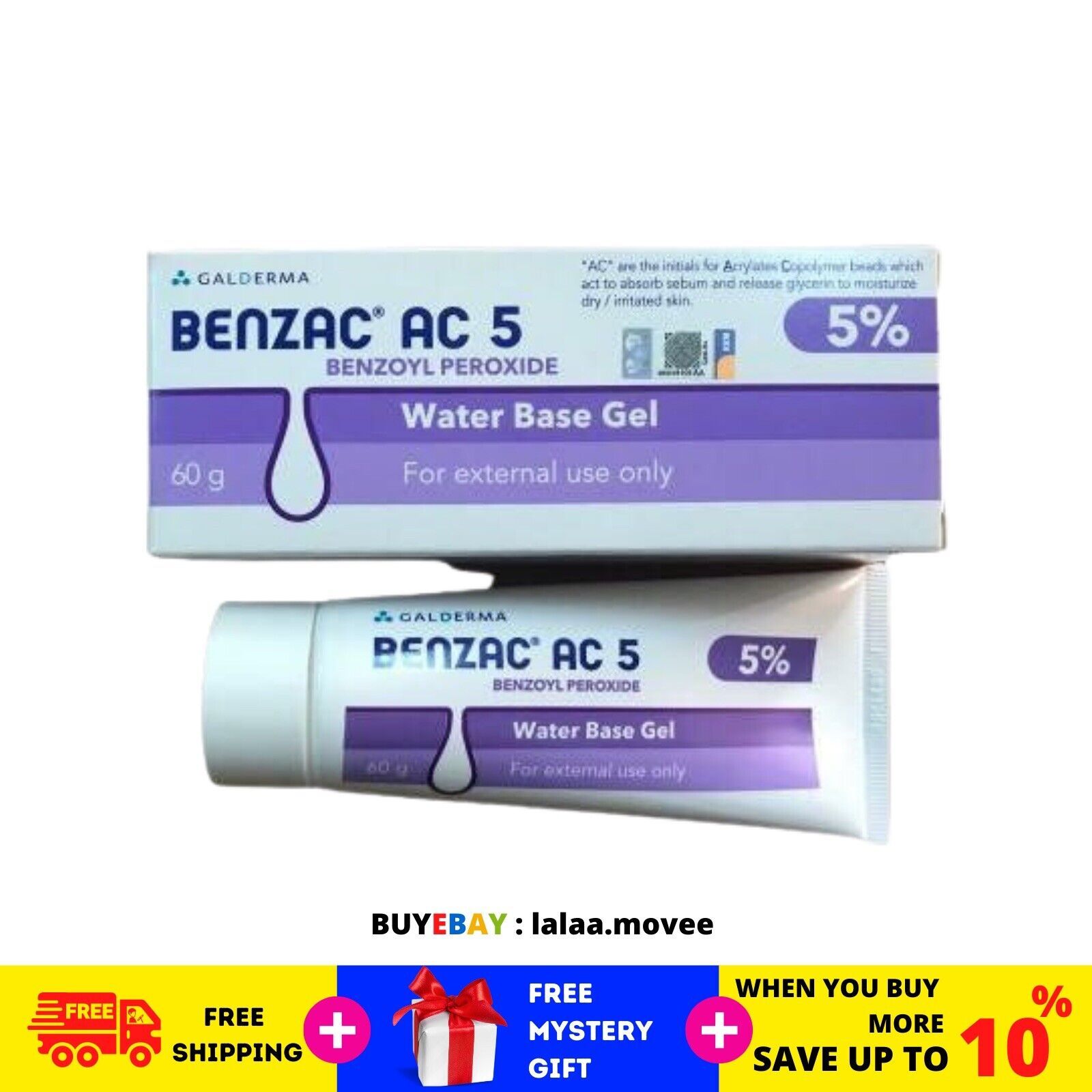 Primary image for 5 X 60g Galderma Benzac AC 5% Benzoyl Peroxide Gel Acne Pimple (FREE SHIPPING)