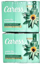 2 Packs Of 3 Bars Caress Water Lily &amp; Eucalyptus Soap For Soft Brightly Scented - £17.20 GBP