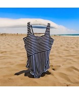 Lands End Size 14DD Blue White Striped Tank Built In Pads One Piece Swim... - $29.69
