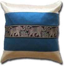 KN036 Blue - creme Cushion cover Elephant Animal Throw Pillow Decoration Case - £7.18 GBP