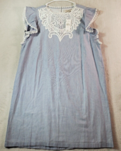 LOFT Shift Dress Womens Size Small Blue Crochet Cotton Short Sleeve Round Neck - £23.03 GBP