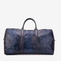 The Velar Navy Hand-Painted Python Leather Weekender Bag image 5