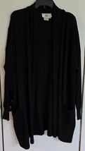 Womens L Anne Klein Knitwear Black 100% Merino Wool Open Cardigan Blazer - $349.19 MXN