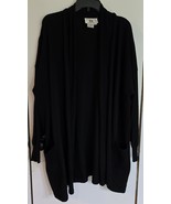 Womens L Anne Klein Knitwear Black 100% Merino Wool Open Cardigan Blazer - $18.81