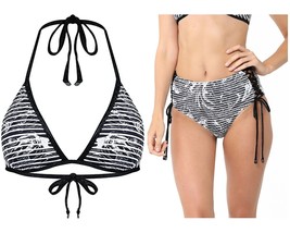NWT SUNSEEKERS  6-US AU-10 Australia high-waist bikini swimsuit black lace-up - £46.11 GBP