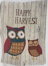 Extra Long Tapestry Table Runner, 13&quot;x72&quot;, Fall, Happy Harvest, 2 Cute Owls, Wh - £18.98 GBP